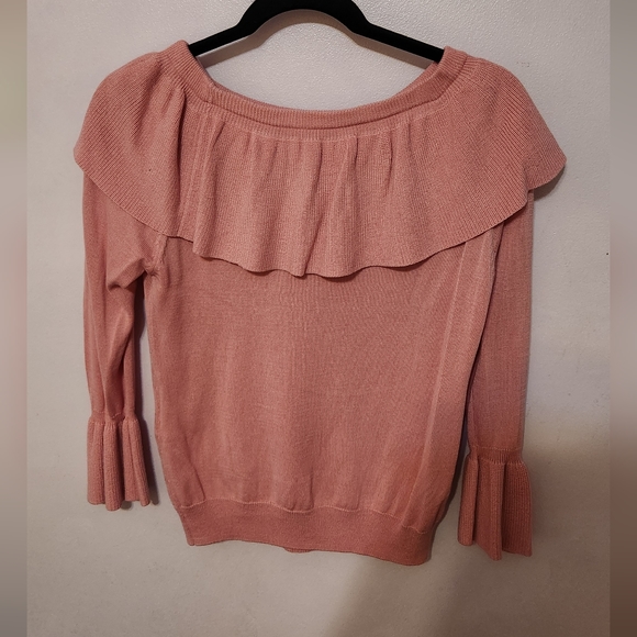 Knit pink sweater with frilled - Picture 2 of 2